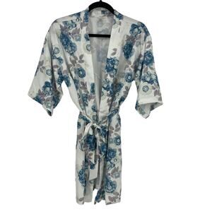 Flora by nikrooz  flower robe with belt size small Brenna blue short floral NEW!